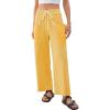 image:imageEVALESS Pants for Women Casual High Waisted Baggy Cargo Pants 2026 Summer Ankle Length Wide Leg Sweatpants with PocketsYellow
