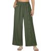 image:imageEVALESS Womens Wide Leg Pants Summer Casual Baggy Elastic High Waisted Palazzo Beach Vacation Slacks Trousers with PocketsFour Leaf Clover