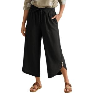 image:imageEVALESS Capris Pants for Women Spring Summer Casual Loose Drawstring Elastic High Waist Lounge Cropped TrousersBlack