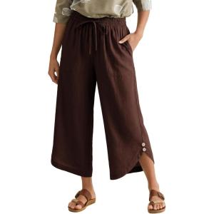 image:imageEVALESS Capris Pants for Women Spring Summer Casual Loose Drawstring Elastic High Waist Lounge Cropped TrousersBrown