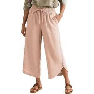 image:imageEVALESS Capris Pants for Women Spring Summer Casual Loose Drawstring Elastic High Waist Lounge Cropped TrousersLight Pink