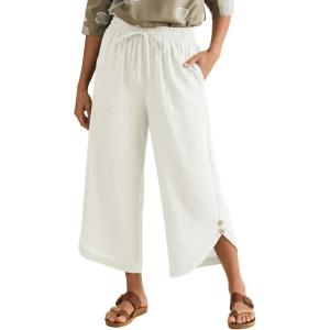 image:imageEVALESS Capris Pants for Women Spring Summer Casual Loose Drawstring Elastic High Waist Lounge Cropped TrousersWhite