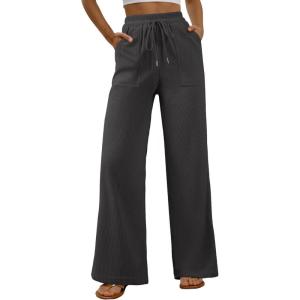 image:imageEVALESS Women Corduroy Pants Wide Leg Casual High Waisted Straight Leg Baggy TrousersDark Grey