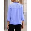 image:imageEVALESS Blouses for Women Dressy Casual 34 Length Sleeve Lace Patchwork Business Work TopsBeau Blue