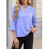 image:imageEVALESS Blouses for Women Dressy Casual 34 Length Sleeve Lace Patchwork Business Work TopsBeau Blue