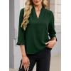 image:imageEVALESS Blouses for Women Dressy Casual 34 Length Sleeve Lace Patchwork Business Work TopsBlackish Green