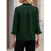 image:imageEVALESS Blouses for Women Dressy Casual 34 Length Sleeve Lace Patchwork Business Work TopsBlackish Green