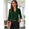image:imageEVALESS Blouses for Women Dressy Casual 34 Length Sleeve Lace Patchwork Business Work TopsBlackish Green