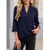 image:imageEVALESS Blouses for Women Dressy Casual 34 Length Sleeve Lace Patchwork Business Work TopsNavy Blue