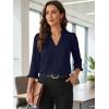 image:imageEVALESS Blouses for Women Dressy Casual 34 Length Sleeve Lace Patchwork Business Work TopsNavy Blue