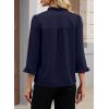 image:imageEVALESS Blouses for Women Dressy Casual 34 Length Sleeve Lace Patchwork Business Work TopsNavy Blue