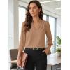 image:imageEVALESS Blouses for Women Dressy Casual 34 Length Sleeve Lace Patchwork Business Work TopsSmoke Gray