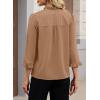 image:imageEVALESS Blouses for Women Dressy Casual 34 Length Sleeve Lace Patchwork Business Work TopsSmoke Gray