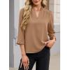 image:imageEVALESS Blouses for Women Dressy Casual 34 Length Sleeve Lace Patchwork Business Work TopsSmoke Gray