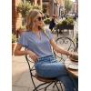 image:imageEVALESS Blouses for Women Dressy Casual Summer Ruffle Short Sleeve V Neck Work Tops Business Office ShirtsBeau Blue