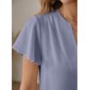 image:imageEVALESS Blouses for Women Dressy Casual Summer Ruffle Short Sleeve V Neck Work Tops Business Office ShirtsBeau Blue