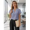 image:imageEVALESS Blouses for Women Dressy Casual Summer Ruffle Short Sleeve V Neck Work Tops Business Office ShirtsBeau Blue