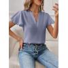 image:imageEVALESS Blouses for Women Dressy Casual Summer Ruffle Short Sleeve V Neck Work Tops Business Office ShirtsBeau Blue