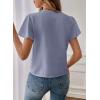 image:imageEVALESS Blouses for Women Dressy Casual Summer Ruffle Short Sleeve V Neck Work Tops Business Office ShirtsBeau Blue