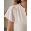 image:imageEVALESS Blouses for Women Dressy Casual Summer Ruffle Short Sleeve V Neck Work Tops Business Office ShirtsBeige