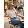 image:imageEVALESS Blouses for Women Dressy Casual Summer Ruffle Short Sleeve V Neck Work Tops Business Office ShirtsBeige