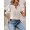 image:imageEVALESS Blouses for Women Dressy Casual Summer Ruffle Short Sleeve V Neck Work Tops Business Office ShirtsBeige