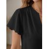 image:imageEVALESS Blouses for Women Dressy Casual Summer Ruffle Short Sleeve V Neck Work Tops Business Office ShirtsBlack