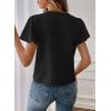 image:imageEVALESS Blouses for Women Dressy Casual Summer Ruffle Short Sleeve V Neck Work Tops Business Office ShirtsBlack