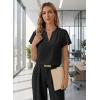 image:imageEVALESS Blouses for Women Dressy Casual Summer Ruffle Short Sleeve V Neck Work Tops Business Office ShirtsBlack