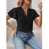 image:imageEVALESS Blouses for Women Dressy Casual Summer Ruffle Short Sleeve V Neck Work Tops Business Office ShirtsBlack