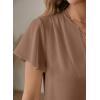 image:imageEVALESS Blouses for Women Dressy Casual Summer Ruffle Short Sleeve V Neck Work Tops Business Office ShirtsDark Khaki