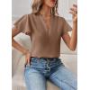 image:imageEVALESS Blouses for Women Dressy Casual Summer Ruffle Short Sleeve V Neck Work Tops Business Office ShirtsDark Khaki