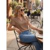 image:imageEVALESS Blouses for Women Dressy Casual Summer Ruffle Short Sleeve V Neck Work Tops Business Office ShirtsDark Khaki