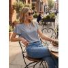 image:imageEVALESS Blouses for Women Dressy Casual Summer Ruffle Short Sleeve V Neck Work Tops Business Office ShirtsGray