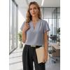 image:imageEVALESS Blouses for Women Dressy Casual Summer Ruffle Short Sleeve V Neck Work Tops Business Office ShirtsGray