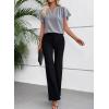 image:imageEVALESS Blouses for Women Dressy Casual Summer Ruffle Short Sleeve V Neck Work Tops Business Office ShirtsGray