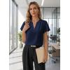 image:imageEVALESS Blouses for Women Dressy Casual Summer Ruffle Short Sleeve V Neck Work Tops Business Office ShirtsNavy Blue