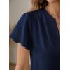 image:imageEVALESS Blouses for Women Dressy Casual Summer Ruffle Short Sleeve V Neck Work Tops Business Office ShirtsNavy Blue
