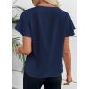 image:imageEVALESS Blouses for Women Dressy Casual Summer Ruffle Short Sleeve V Neck Work Tops Business Office ShirtsNavy Blue