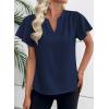 image:imageEVALESS Blouses for Women Dressy Casual Summer Ruffle Short Sleeve V Neck Work Tops Business Office ShirtsNavy Blue