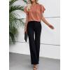 image:imageEVALESS Blouses for Women Dressy Casual Summer Ruffle Short Sleeve V Neck Work Tops Business Office ShirtsTawny