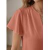 image:imageEVALESS Blouses for Women Dressy Casual Summer Ruffle Short Sleeve V Neck Work Tops Business Office ShirtsTawny