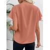 image:imageEVALESS Blouses for Women Dressy Casual Summer Ruffle Short Sleeve V Neck Work Tops Business Office ShirtsTawny