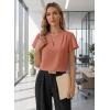image:imageEVALESS Blouses for Women Dressy Casual Summer Ruffle Short Sleeve V Neck Work Tops Business Office ShirtsTawny