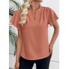 image:imageEVALESS Blouses for Women Dressy Casual Summer Ruffle Short Sleeve V Neck Work Tops Business Office ShirtsTawny