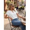 image:imageEVALESS Blouses for Women Dressy Casual Summer Ruffle Short Sleeve V Neck Work Tops Business Office ShirtsWhite