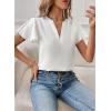 image:imageEVALESS Blouses for Women Dressy Casual Summer Ruffle Short Sleeve V Neck Work Tops Business Office ShirtsWhite