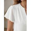 image:imageEVALESS Blouses for Women Dressy Casual Summer Ruffle Short Sleeve V Neck Work Tops Business Office ShirtsWhite