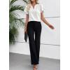image:imageEVALESS Blouses for Women Dressy Casual Summer Ruffle Short Sleeve V Neck Work Tops Business Office ShirtsWhite