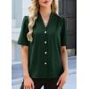 image:imageEVALESS Blouses for Women Dressy Casual Summer Short Sleeve Button Down Shirts Business Work TopsBlackish Green